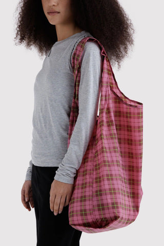 BAGGU Sac Réutilisable Grand - Tartan Rose