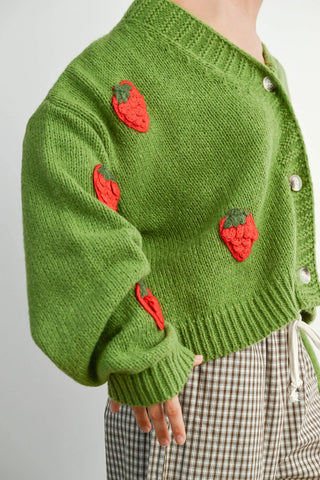 BUTTERMELON Cardigan Fraise - Vert