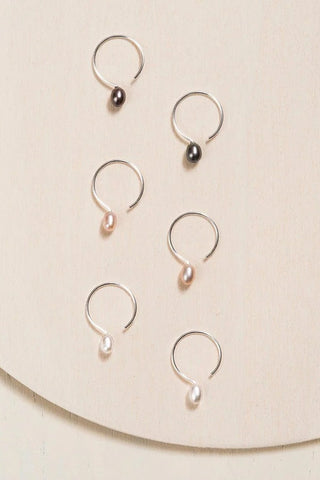 CAMILLETTE Petit Anneaux Argent et Perle 13mm