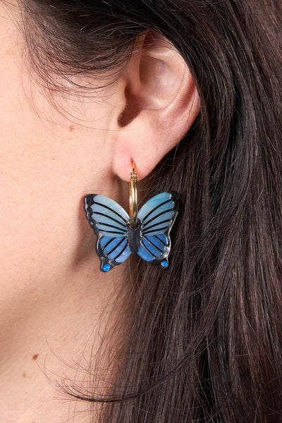 COUCOU SUZETTE Boucles d'Oreilles Papillon Bleu