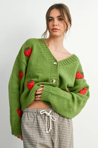 BUTTERMELON Cardigan Fraise - Vert