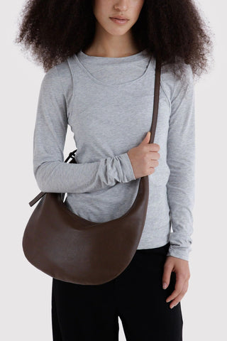 BAGGU Sac Moyen Crescent Cuir Recyclé Plat - Brun
