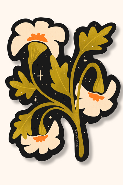 BRUSH & BIRD Autocollant Fleur Sauvage Blanche