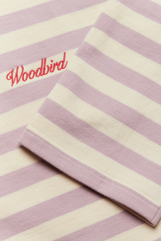 WOODBIRD T-Shirt Joul - Rose et Blanc