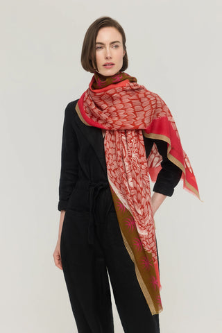 PRINCESSE & DRAGON Foulard Laine Mérinos Teddy - Rouge