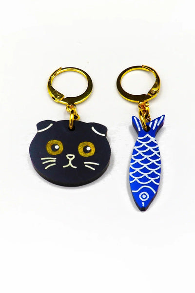 DCONSTRUCT Black Cat Earrings
