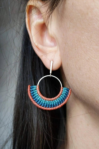RAÏZ Boucles d'Oreilles Koa - Bleu et Corail