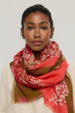 PRINCESSE & DRAGON Foulard Laine Mérinos Teddy - Rouge