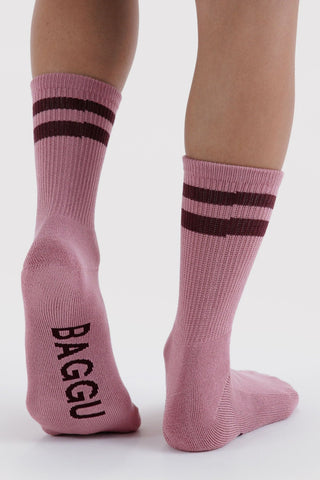BAGGU Ribbed Socks - Wild Plum Stripe