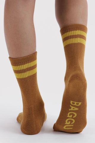 BAGGU Ribbed Socks - Toffee Stripe