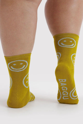 BAGGU Chaussettes Crew - Ocre Happy