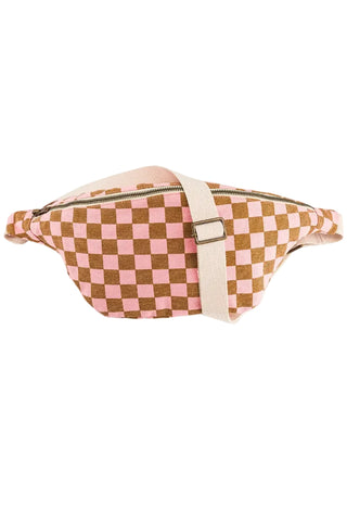 ROSE IN APRIL Sac Banane - Damier Caramel et Fraise