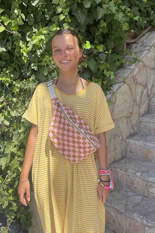 ROSE IN APRIL Sac Banane - Damier Caramel et Fraise