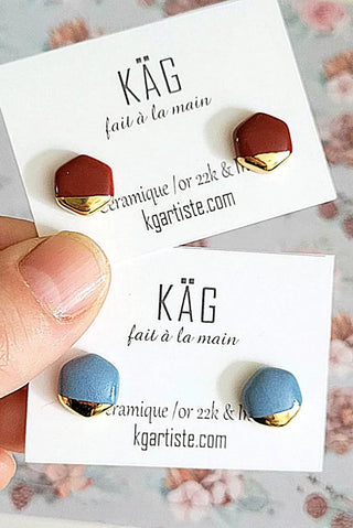 KAG Boucles d'Oreilles Céramique Hexagone