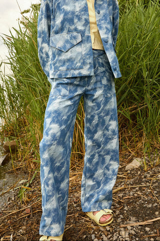 MARIGOLD Christophe Trousers - Blue Patterned