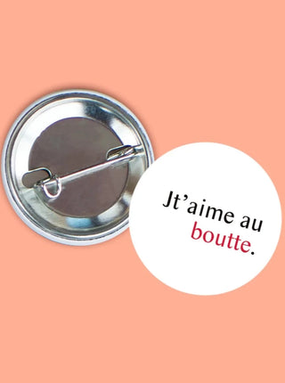 OUI MANON Macaron - Jt'aime au boutte, pin's rond. Fait localement à Monréal.