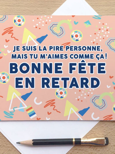 MERCI BONSOIR Carte -  Bonne Fête En Retard